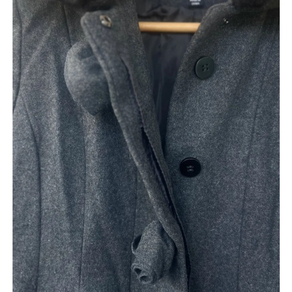 Rothschild Girls 10 Gray Fit & Flare Rose Coat Faux Fur Collar Thick Winter Warm